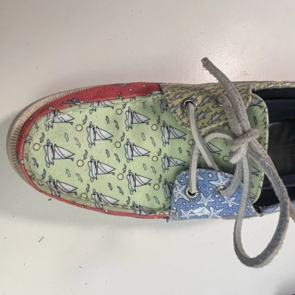 Sperry + Vineyard Vines Topsider Women's‎ nautical Multi Color Boat Shoes Size 9